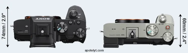 Compare A7 III versus A7C top