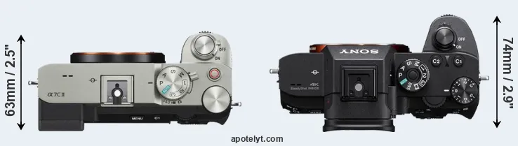 Compare A7C II versus A7R III top