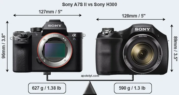 Size Sony A7S II vs Sony H300