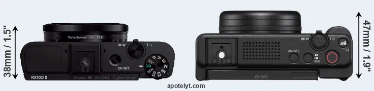 Compare RX100 II versus ZV-1 II top