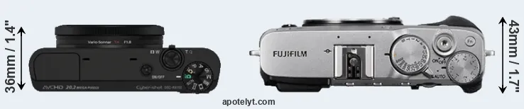 Compare RX100 versus X-E3 top