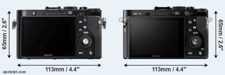 Comparison RX1R or RX1R II rear