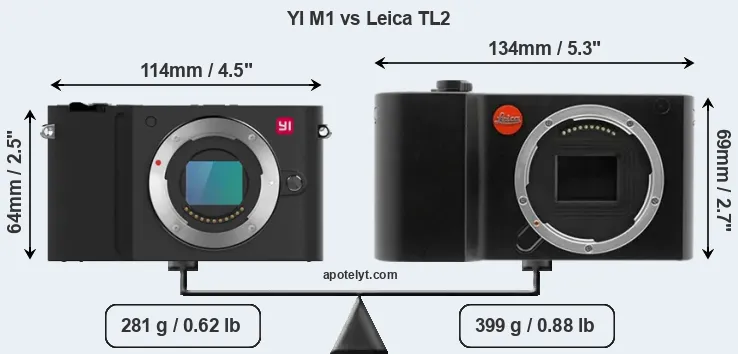 Size YI M1 vs Leica TL2